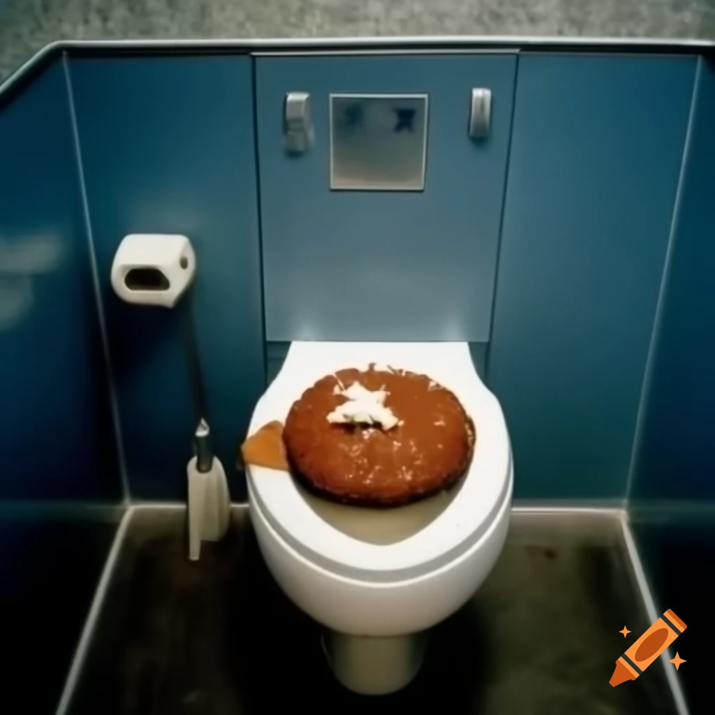 Realistic cake designed as a toilet, cut open to show inside