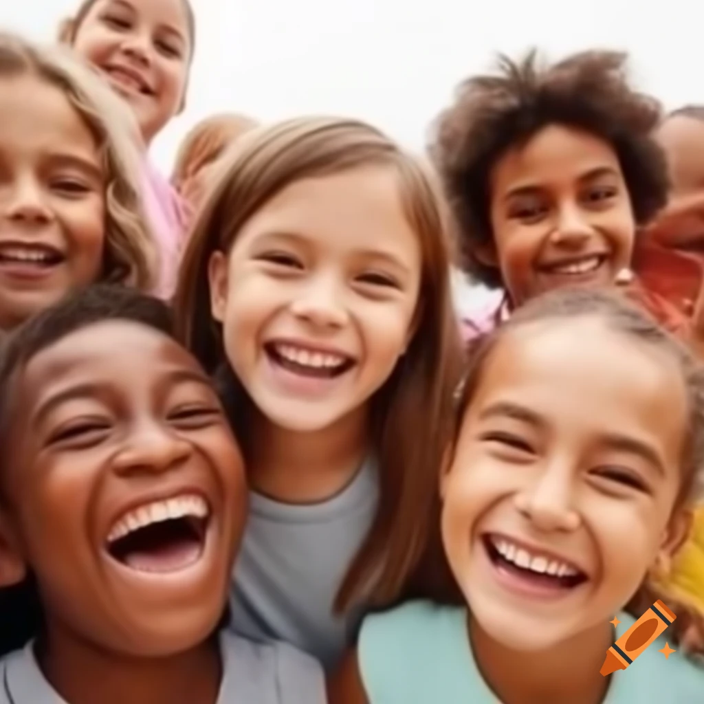 Group of happy children playing together