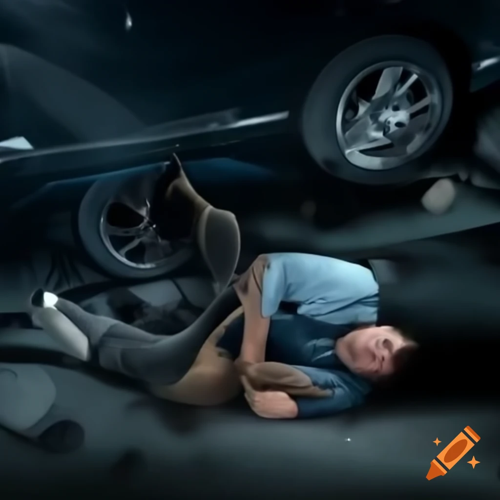 Individual with disability lying on the ground after a car accident