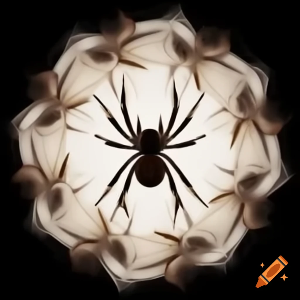 Abstract spider within a circular frame with legs touching edges