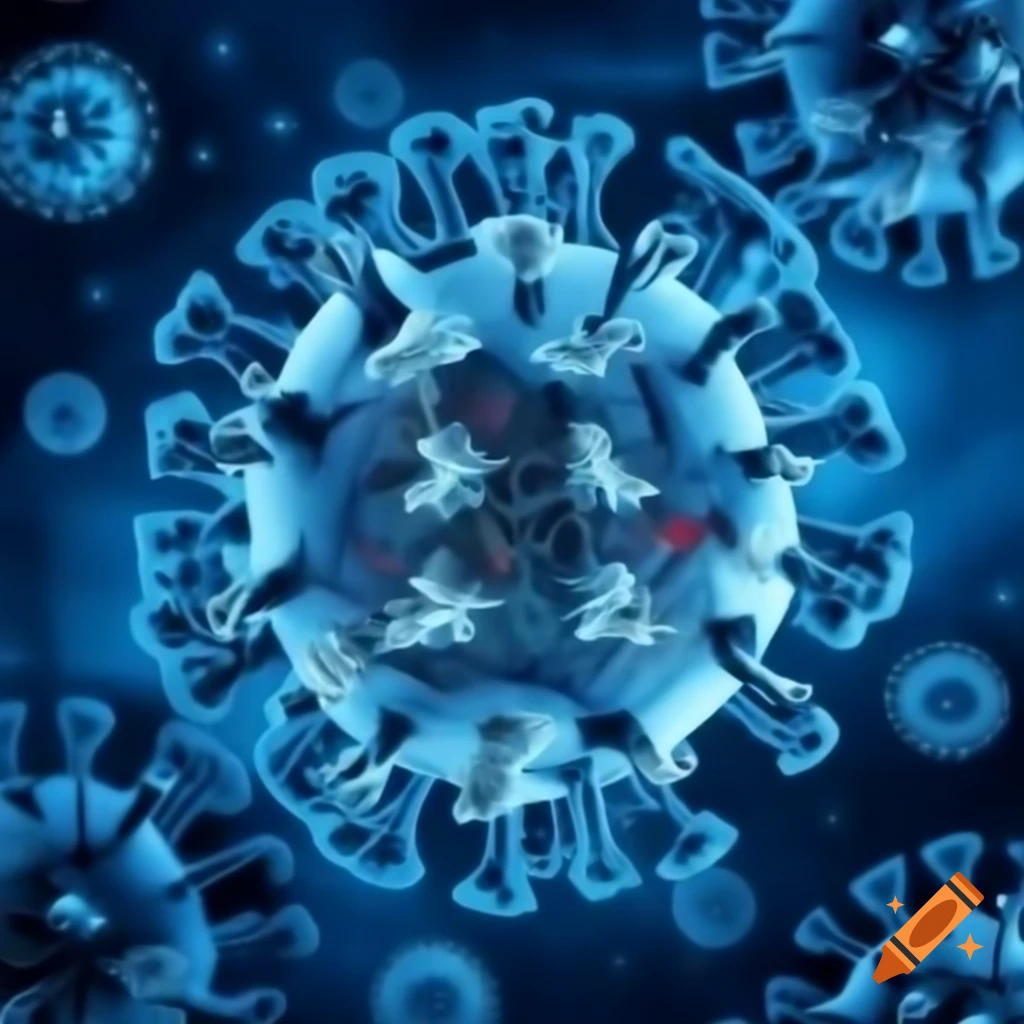 Illustration of varicella-zoster virus with spherical shape and icosahedral capsid