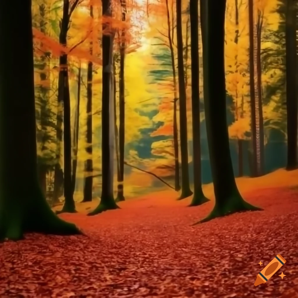 Autumn foliage in a vibrant forest setting