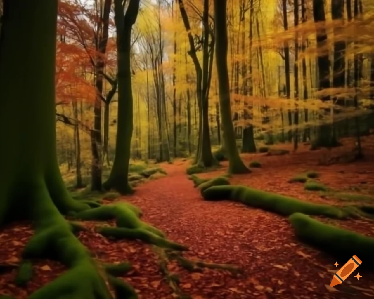 Autumn forest with vibrant foliage