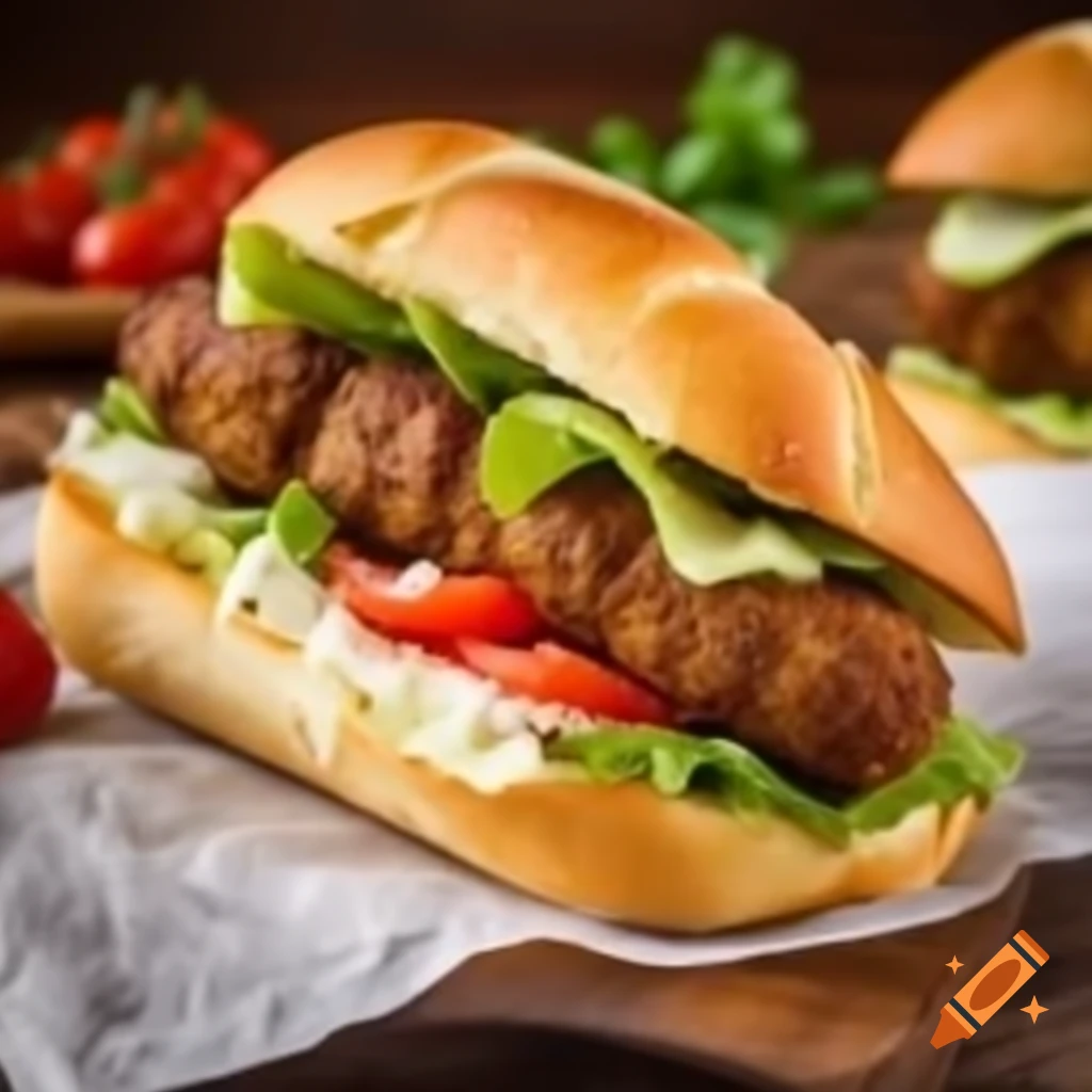 Kebab sandwich in French bread