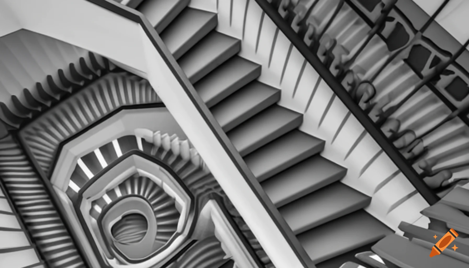 Optical illusion staircase inspired by M.C. Escher artwork