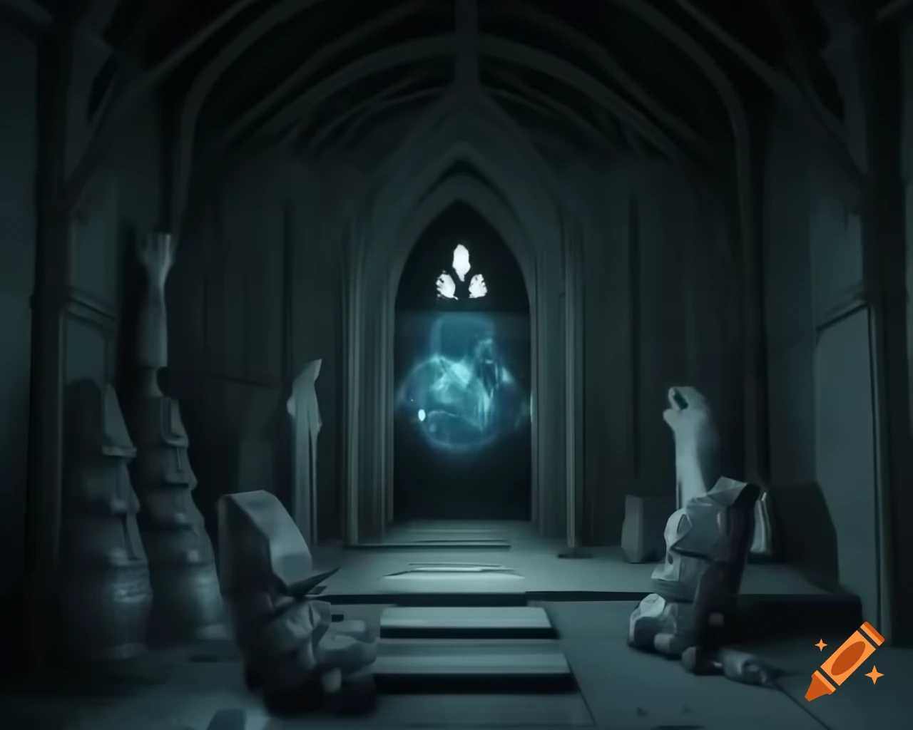 Hyper-realistic, dreamlike rendering of a detailed scene