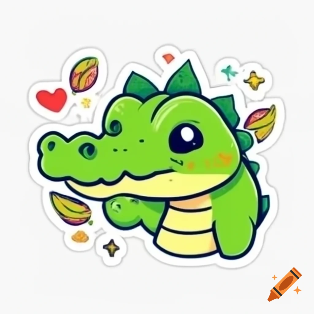 Cute caiman sticker design