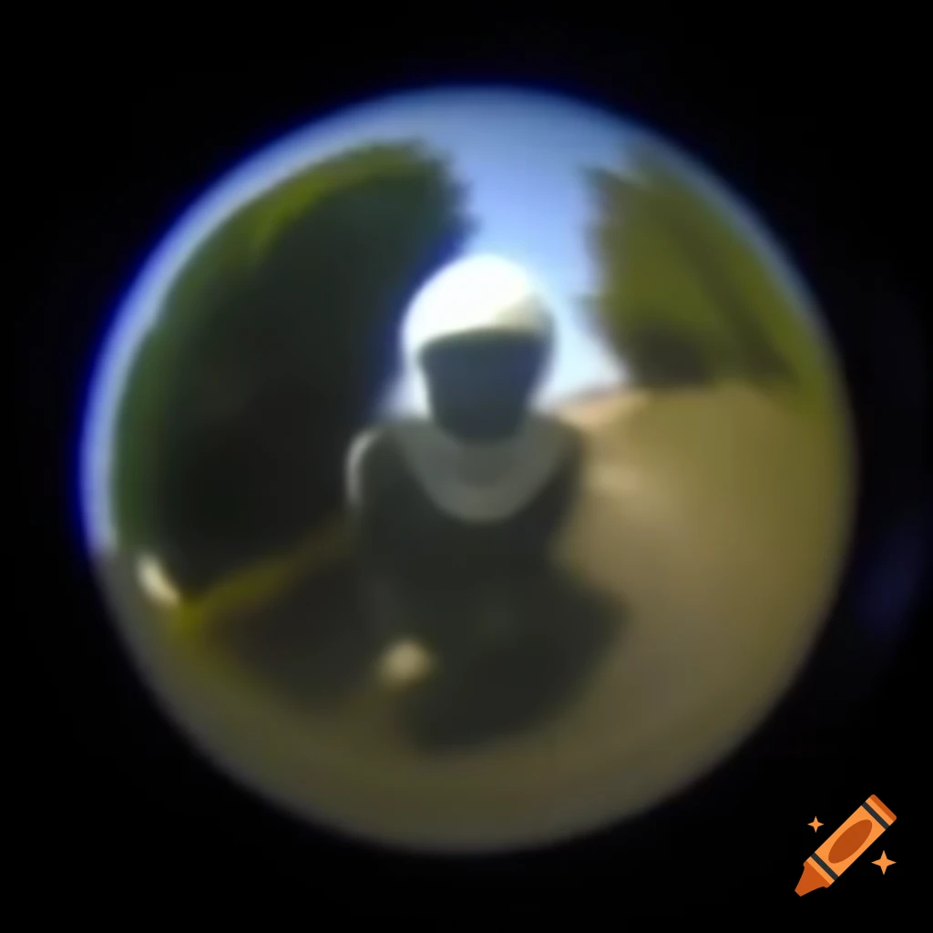 CCTV footage showing an unknown object through fisheye lens