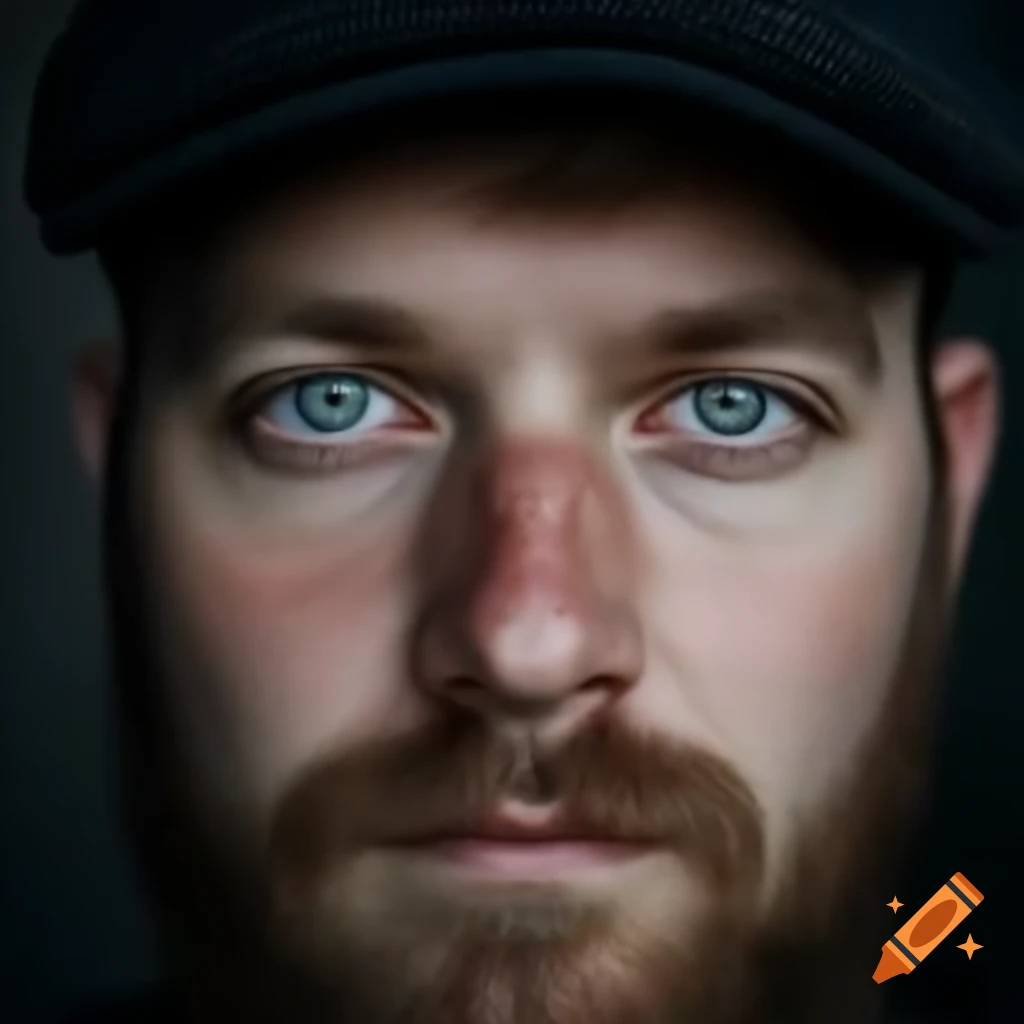 Caucasian man blinking with focused expression