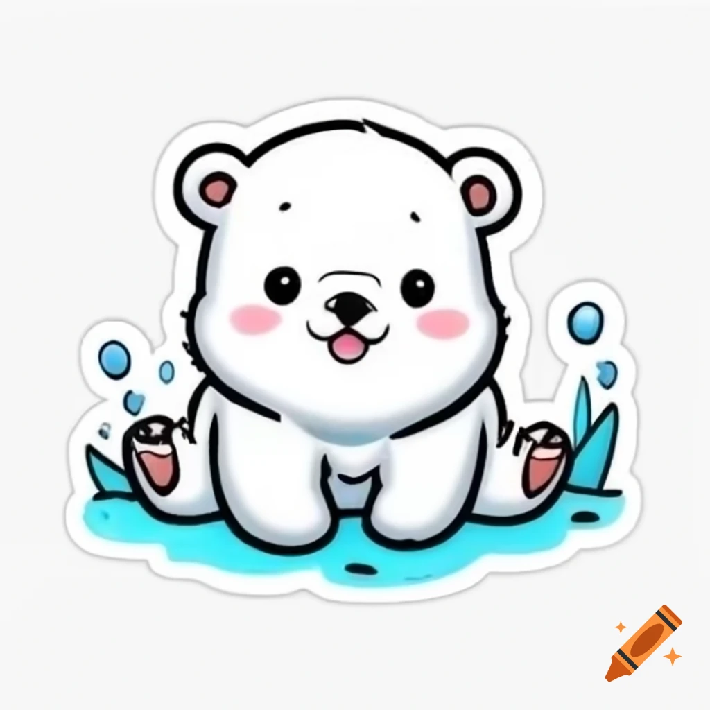 Cute polar bear sticker design