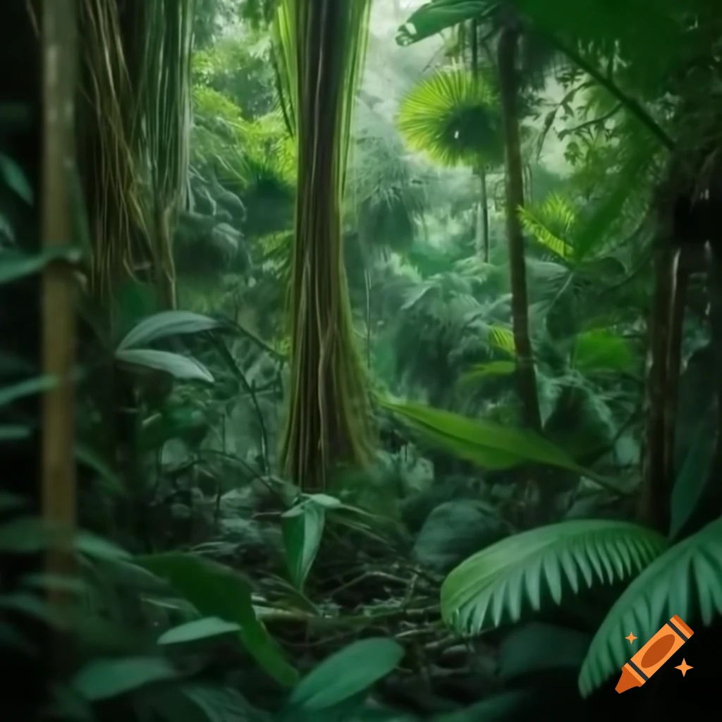 Lush tropical rainforest with rich vegetation