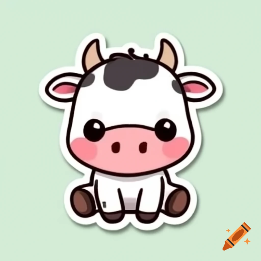 Cute cow sticker design