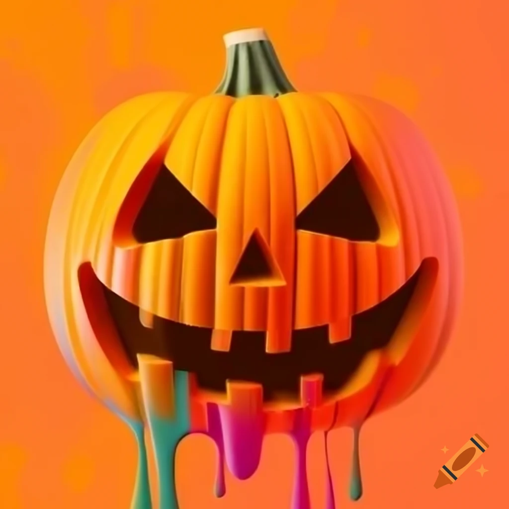 Abstract pumpkin design in vibrant acid colors