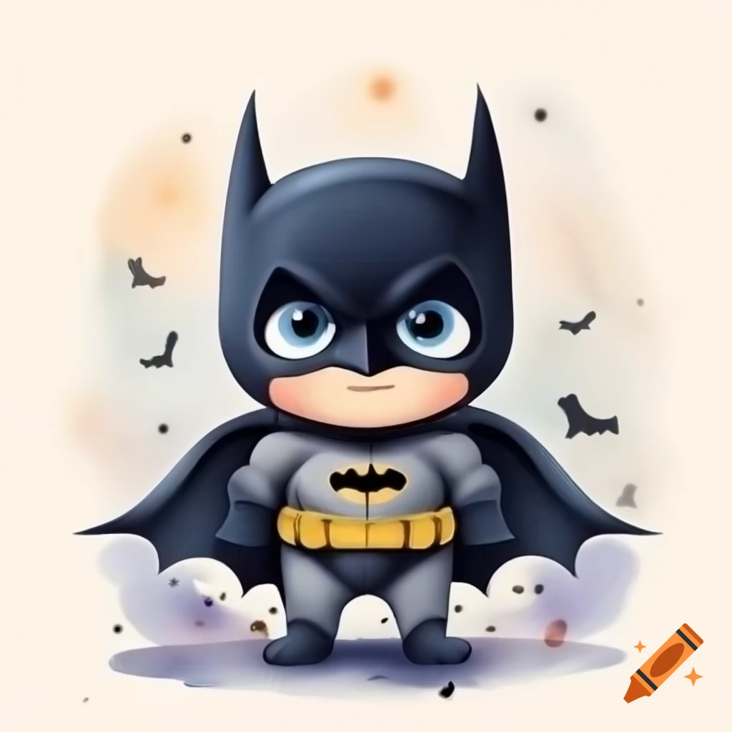 Adorable depiction of Batman character on Craiyon, image size:1024x1024
