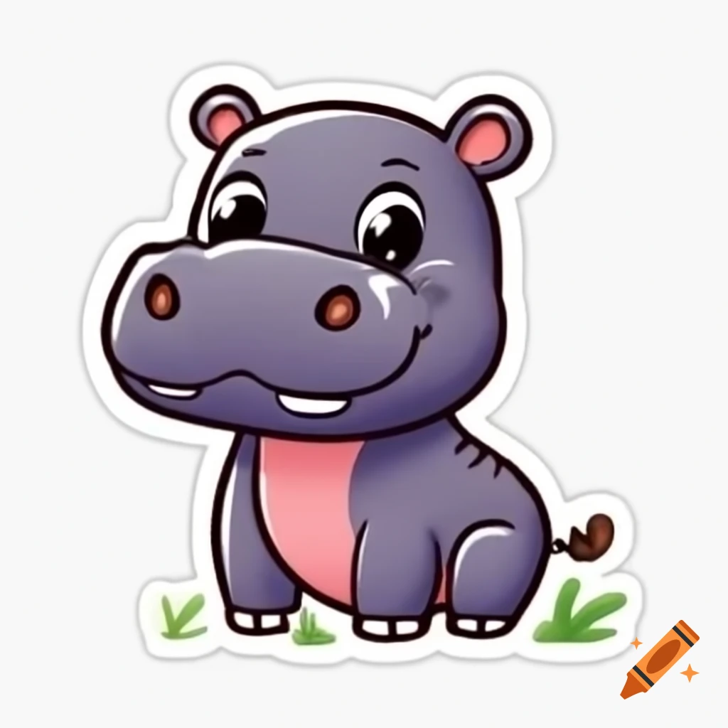 Cute hippo sticker design