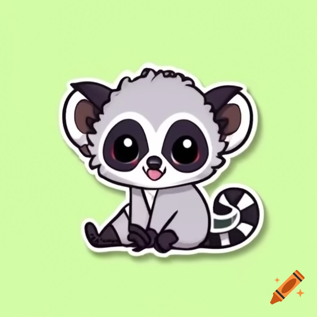 Cute aye-aye lemur sticker design