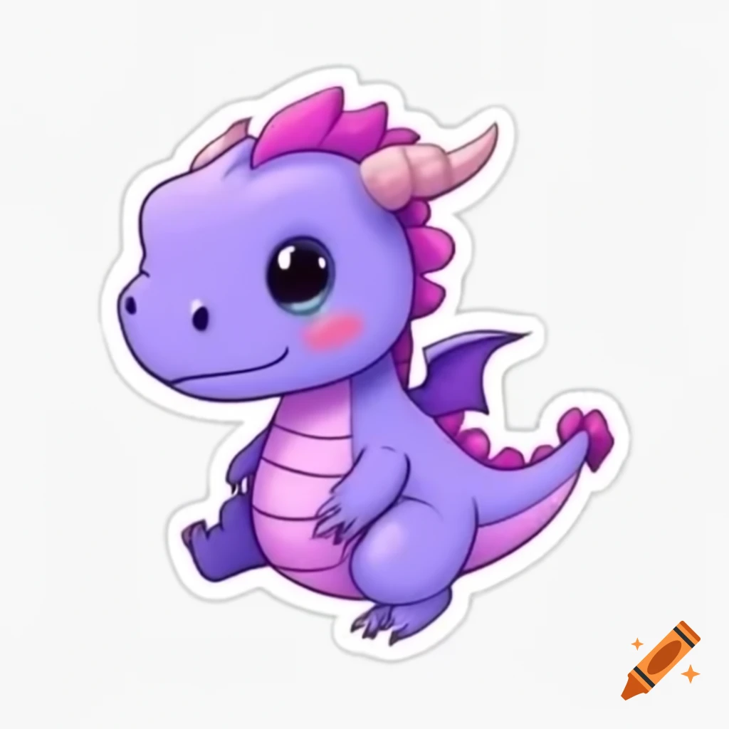 Cute lilac dragon sticker design