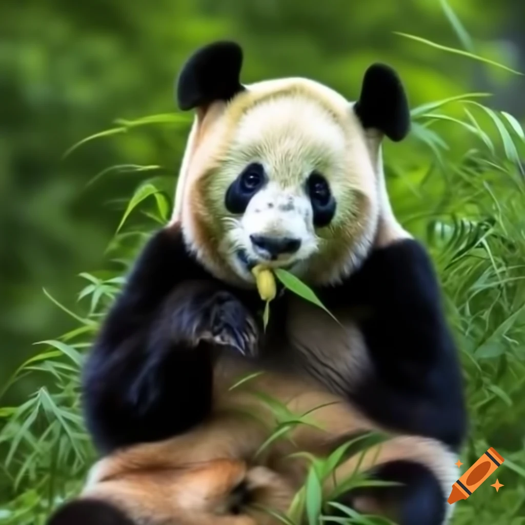 Panda eating bamboo in the forest