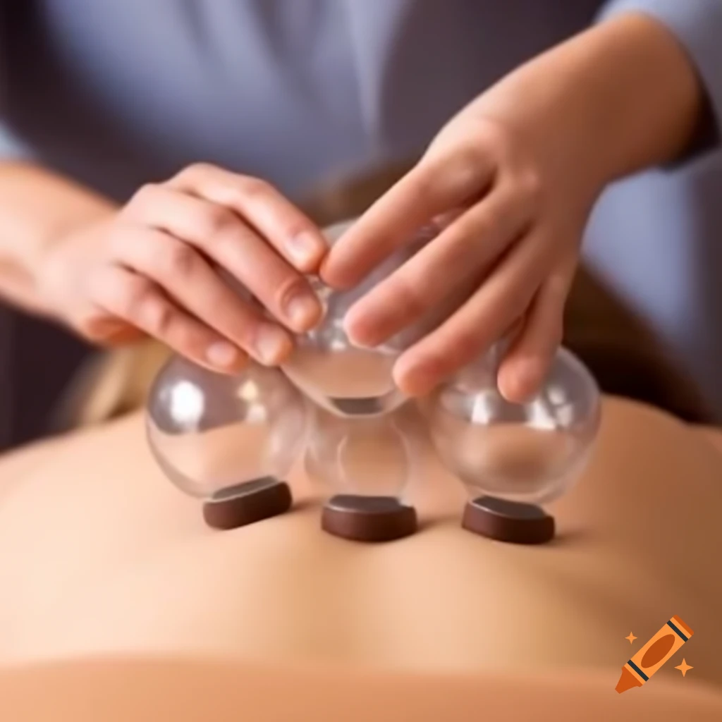 Cupping therapy session with therapeutic cups