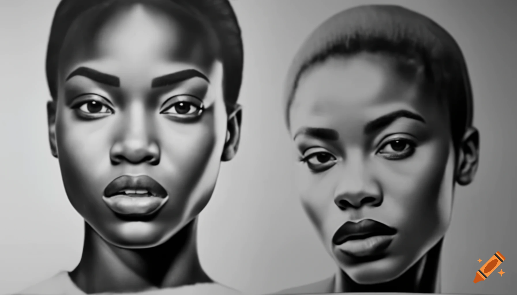 Intricate pen drawing of a black beauty woman with detailed lines on ...