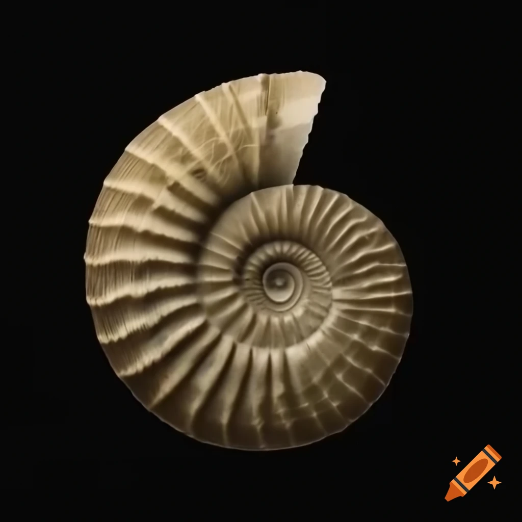 Illustration of a living ammonite on a black background