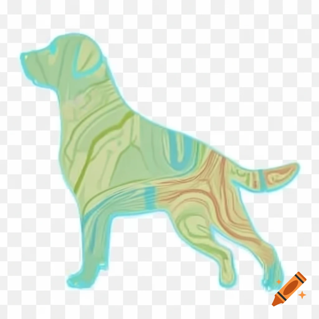 Labrador retriever outline featuring topographic maps on Craiyon