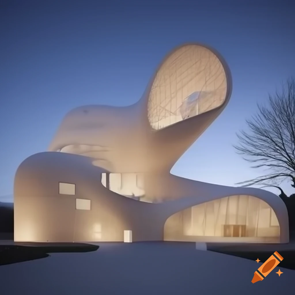 Eco building inspired by Frank Lloyd Wright's architecture in desert setting