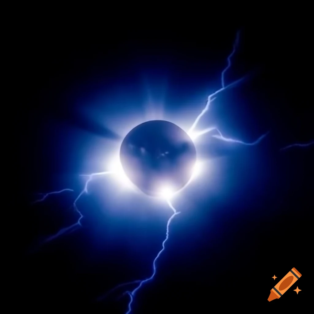 Sun depicted as blue electricity lightning