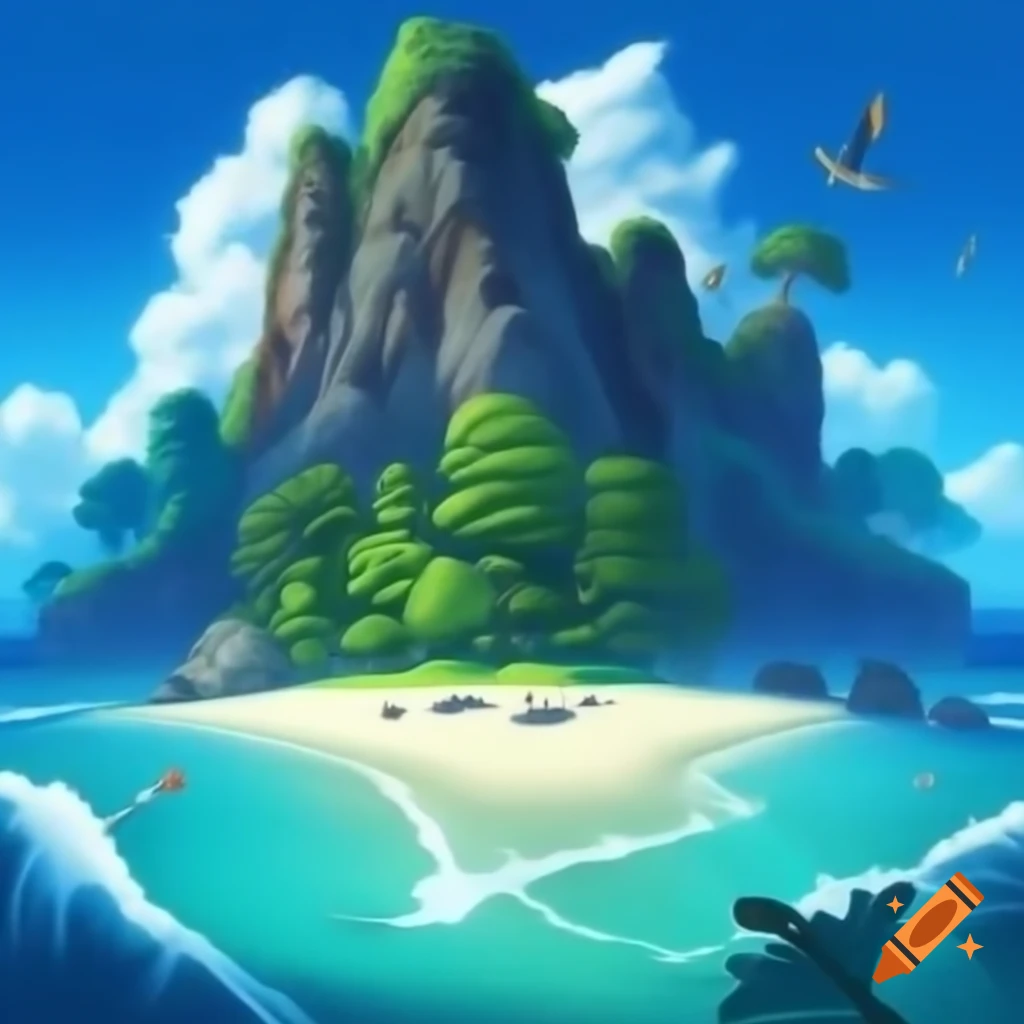 Beautiful tropical island with tall trees and sandy beaches