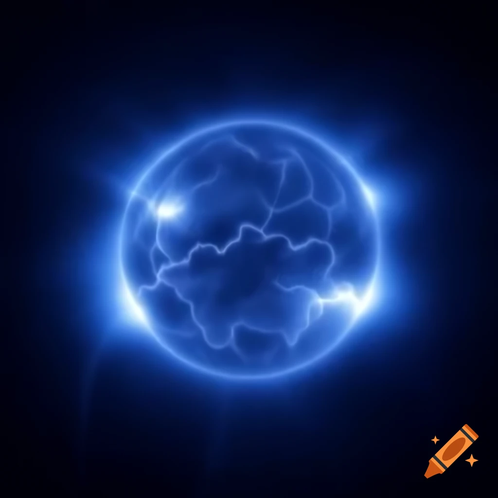 Sun depicted as blue electricity lightning