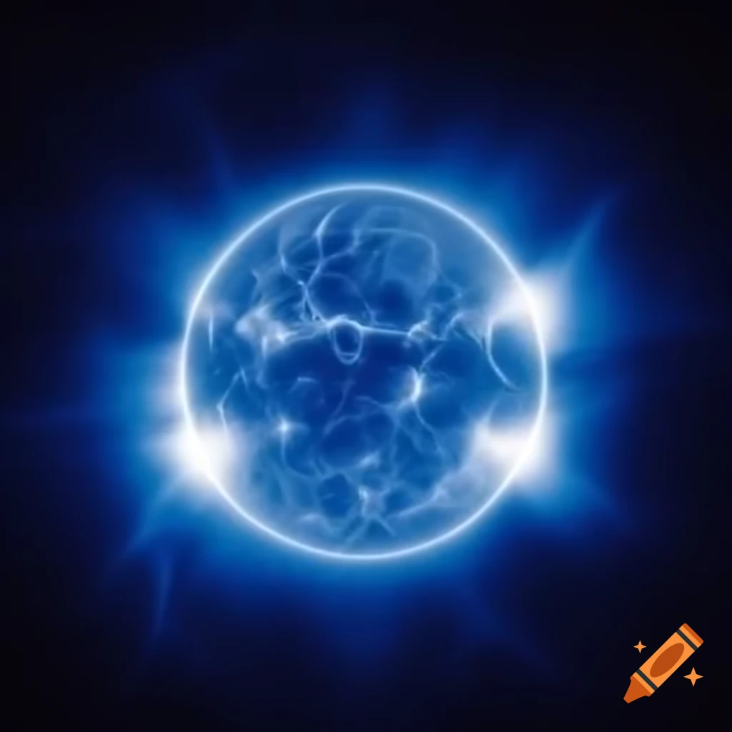 Sun depicted as blue electricity lightning
