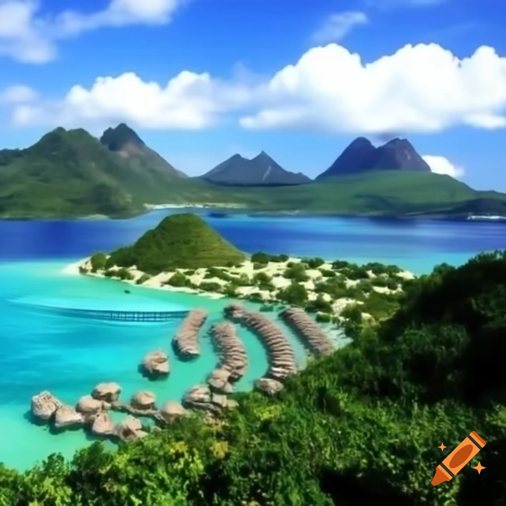 Stunning view of Bora Bora's turquoise waters and lush landscape