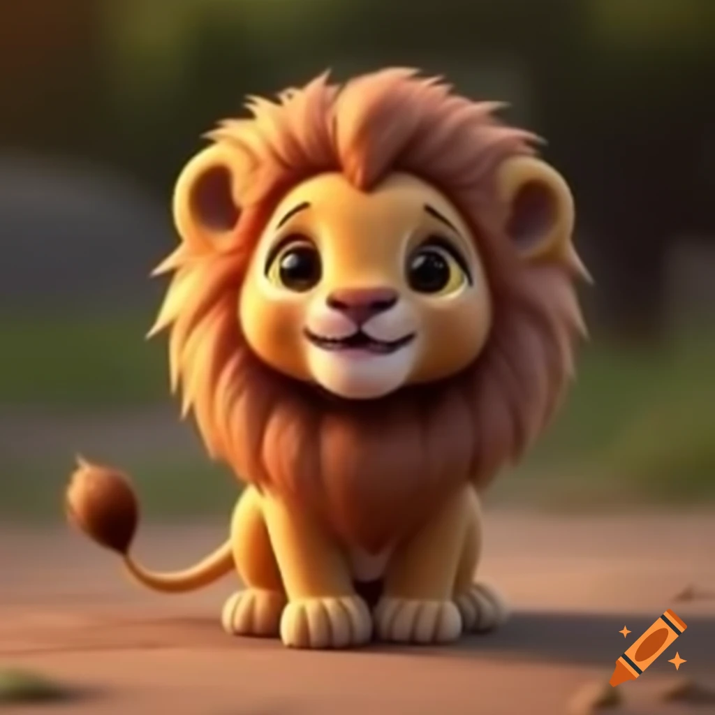 Cute baby lion smiling