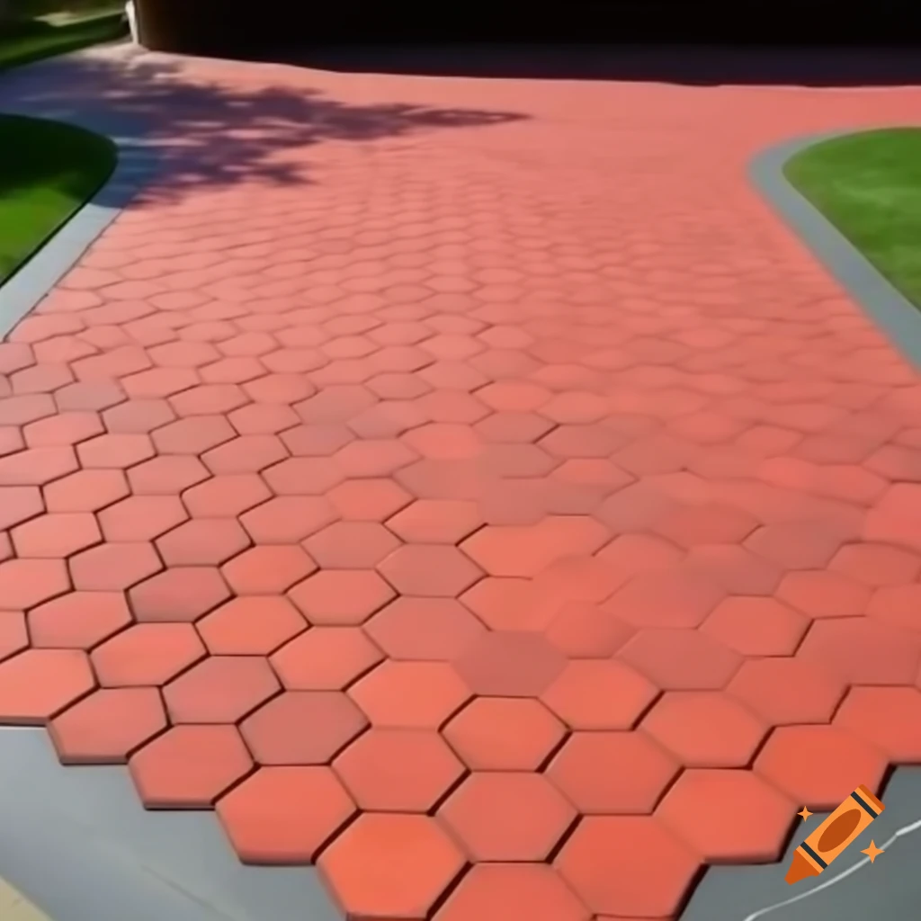 Hexagonal red pavers designed for driveway or walkway