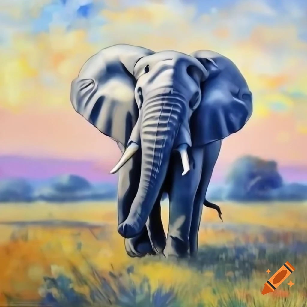 A painting of an elephant by Jean Monet