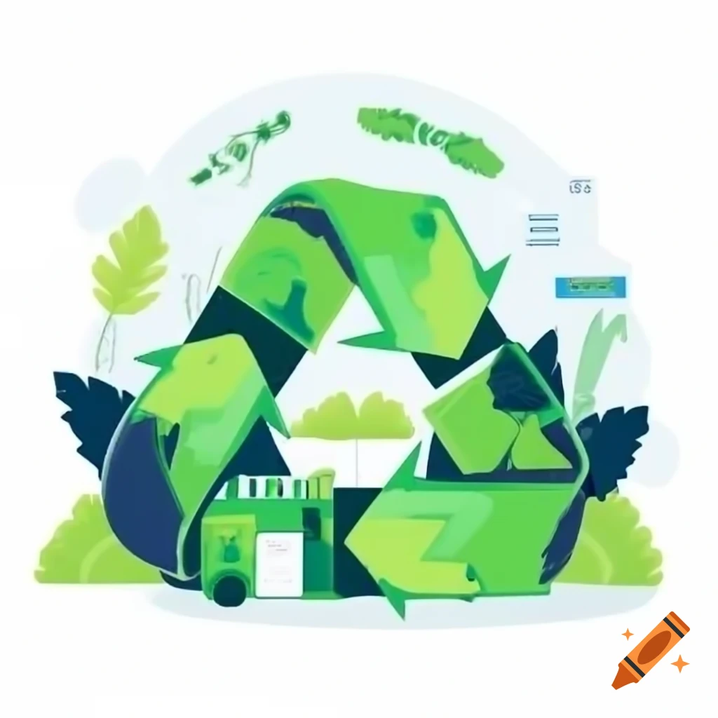 Sustainable battery recycling for electric vehicles on white background