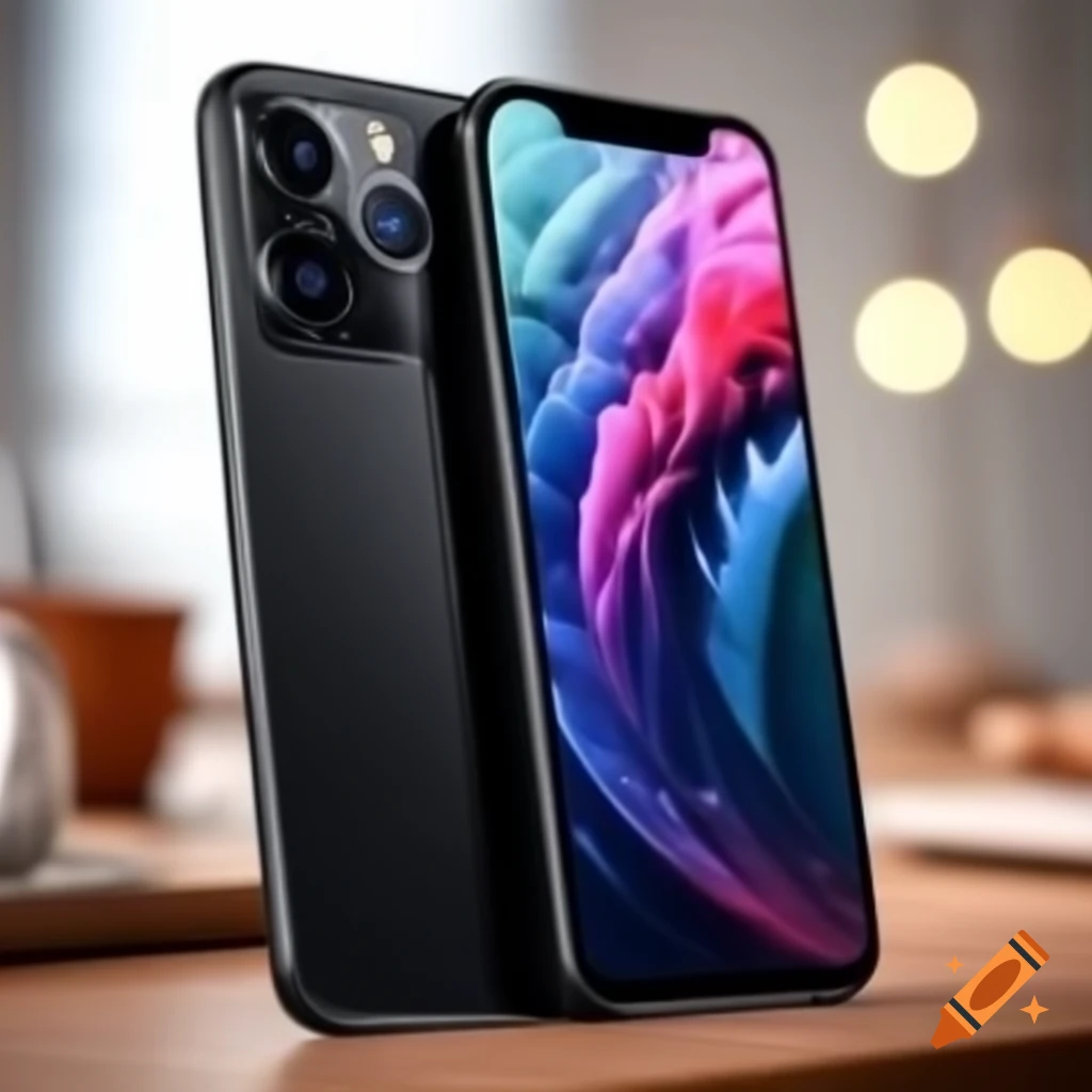 Sleek black smartphone with large screen and modern design