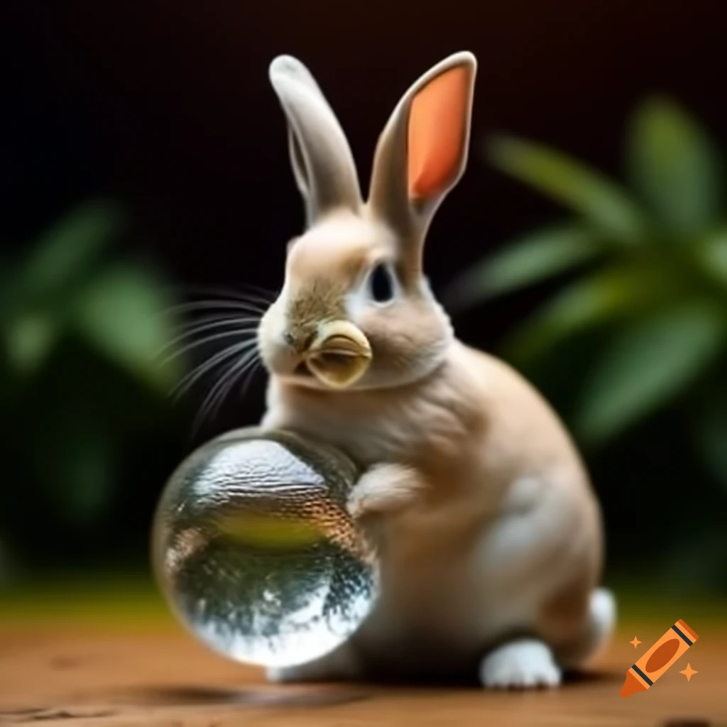 Rabbit dressed as gypsy fortune teller with crystal ball on Craiyon