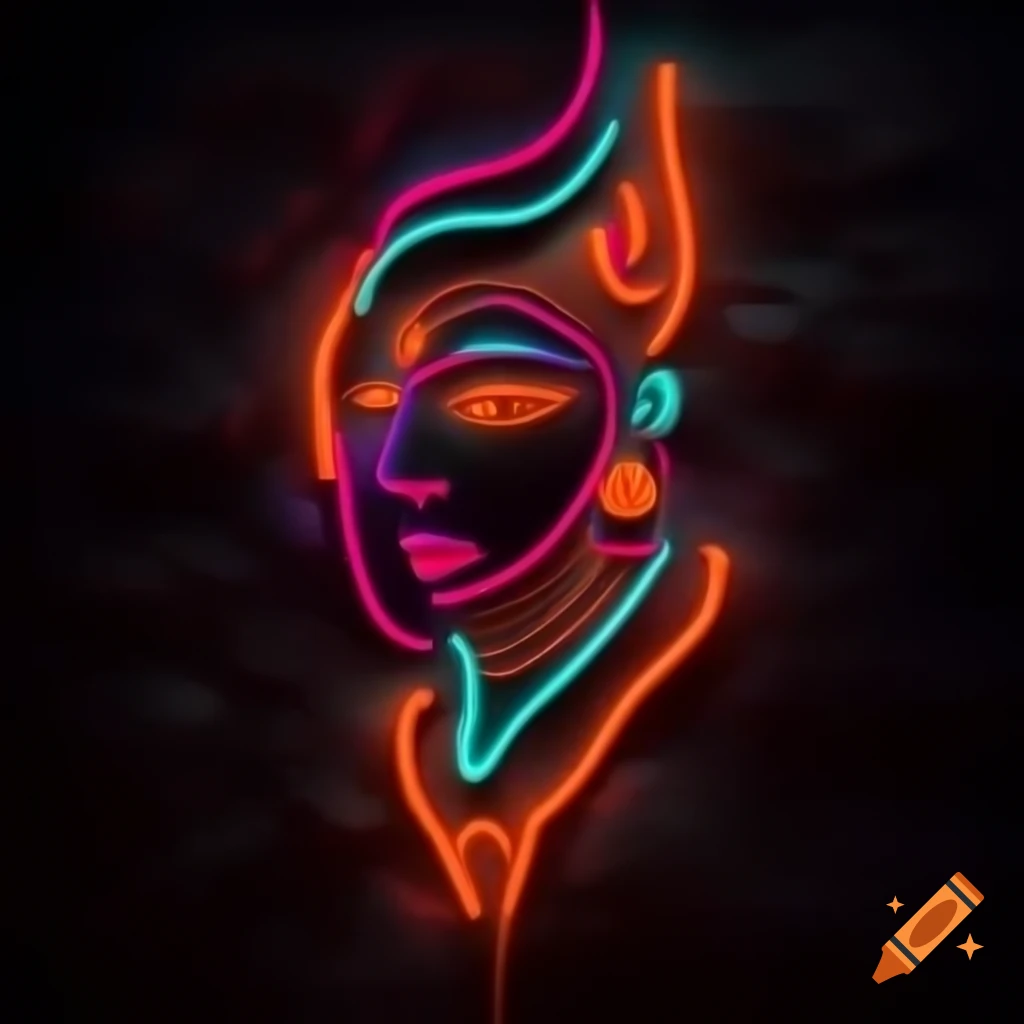 Vivid neon tribal Indian abstract artwork by Brigitte J.A.G. Schrijvers
