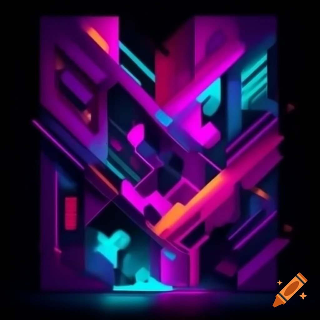 Vivid neon tribal Indian abstract artwork by Brigitte J.A.G. Schrijvers