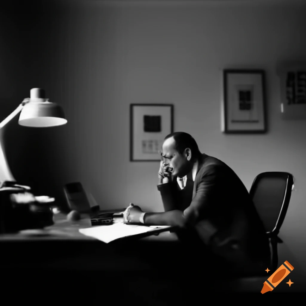 Person looking tired and frustrated in a poorly lit office