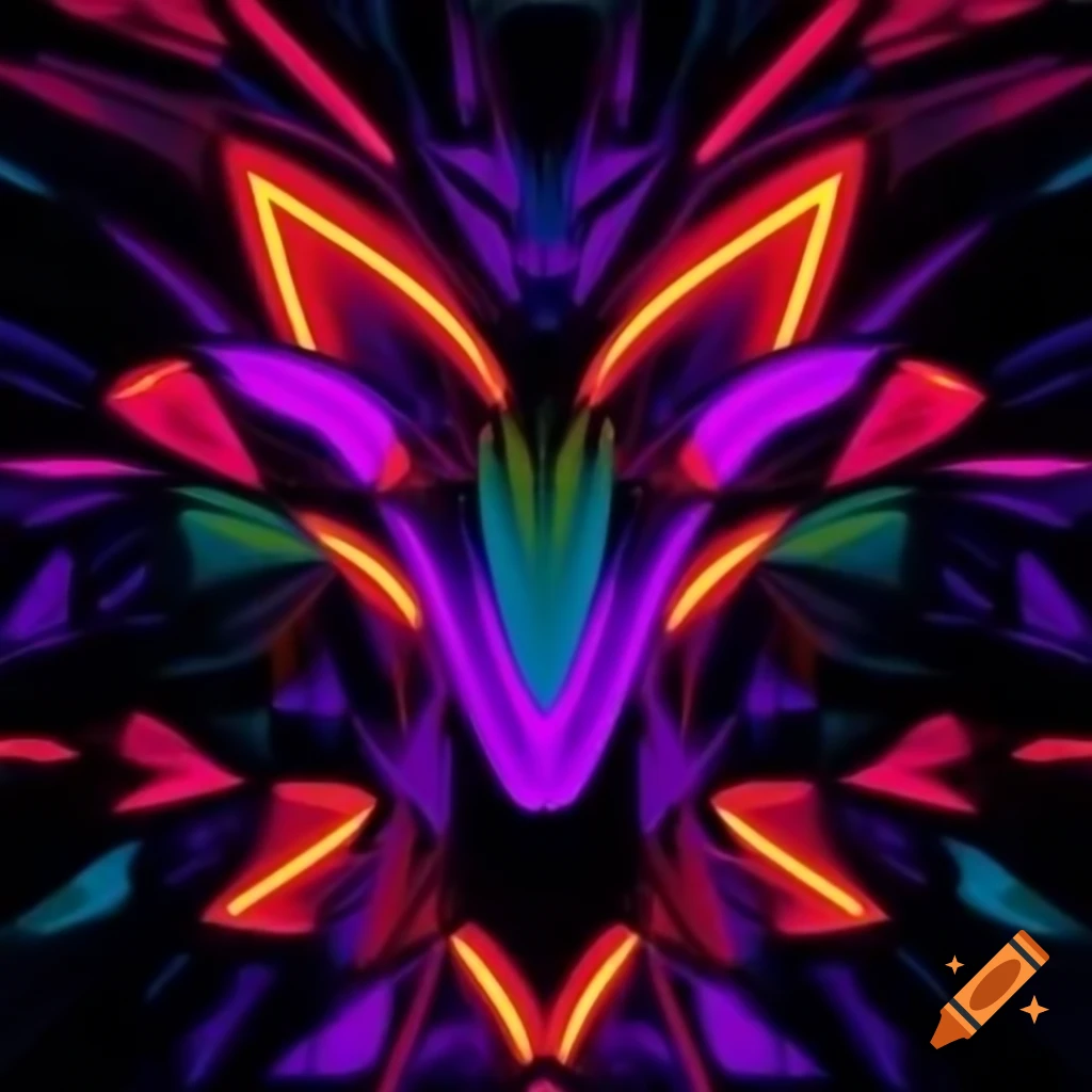 Vivid neon tribal Indian abstract artwork by Brigitte J.A.G. Schrijvers