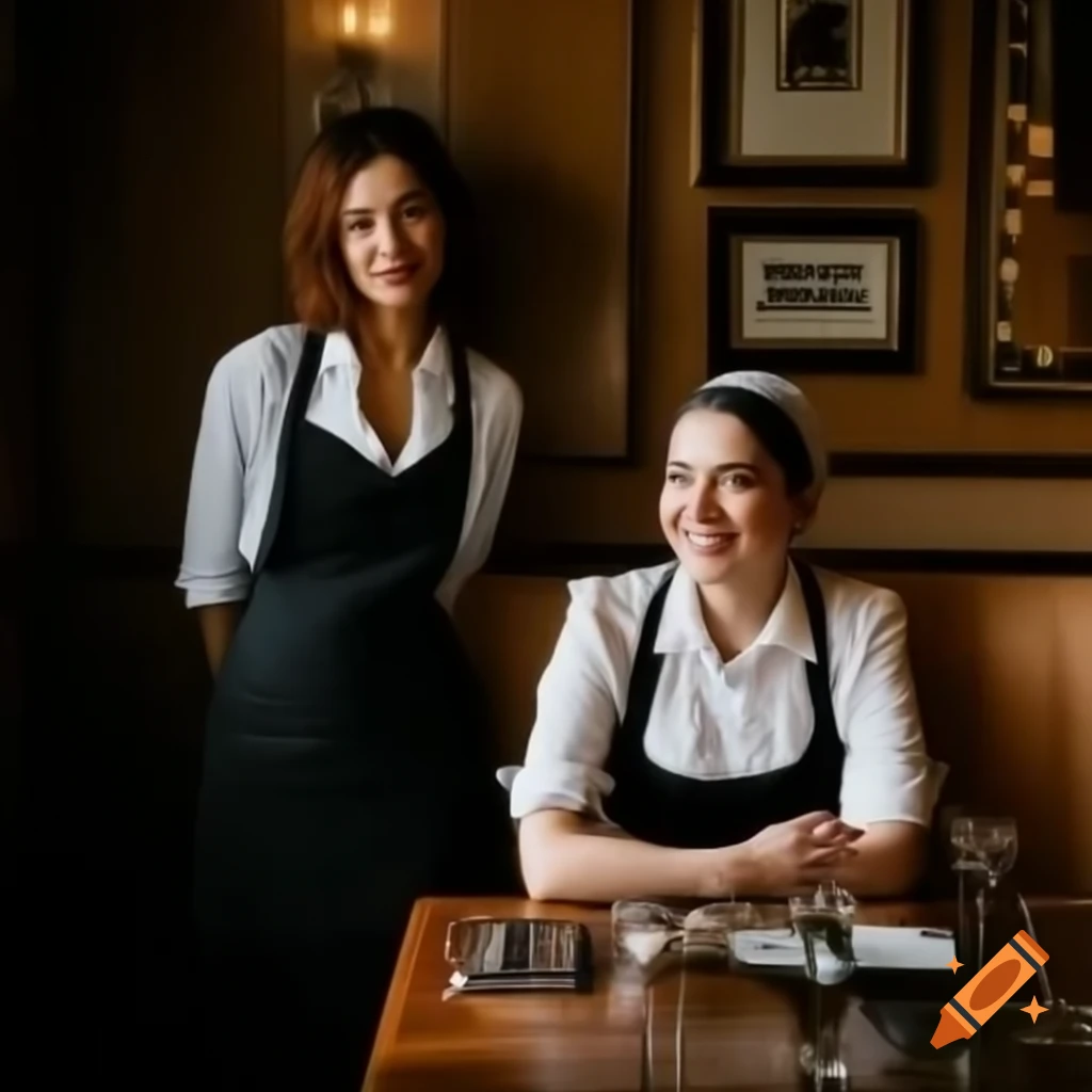 Welcoming waitress in a cozy restaurant with a warm smile