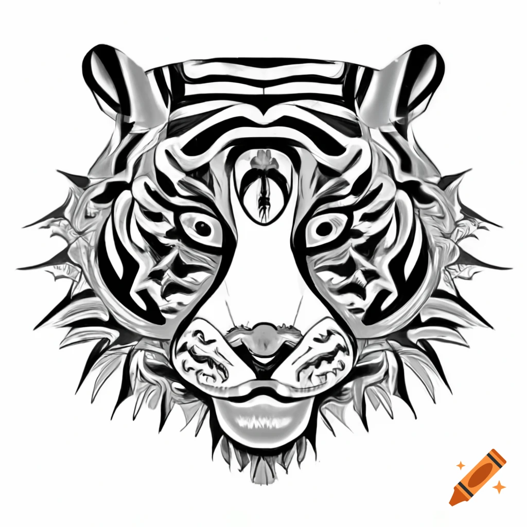 Tiger illustrated in zentangle art style