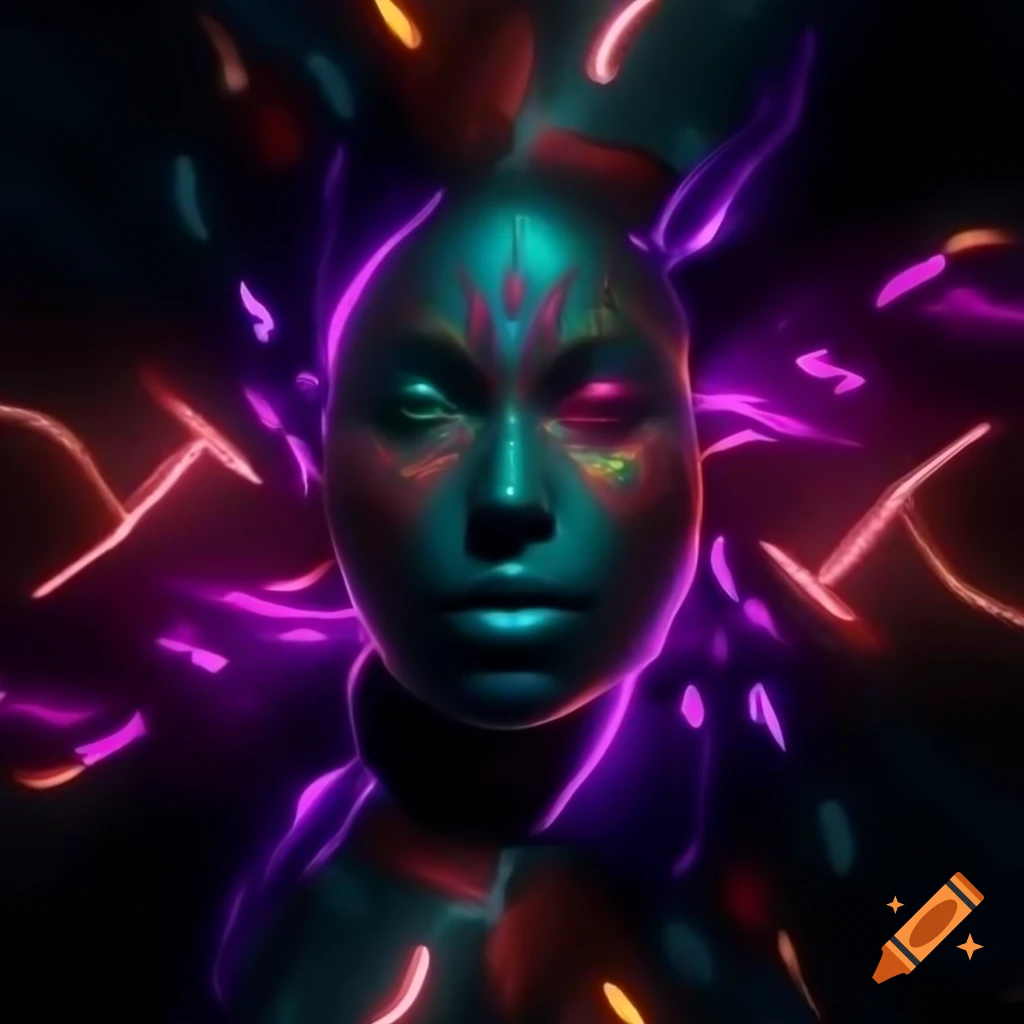 Tribal Indian abstract artwork in vivid neon colors by Brigitte J.A.G. Schrijvers