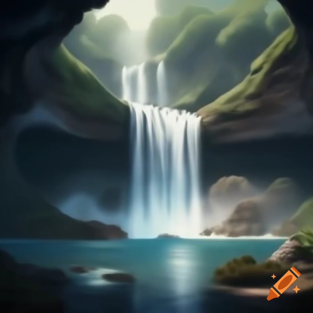 Majestic waterfall cascading down rocks