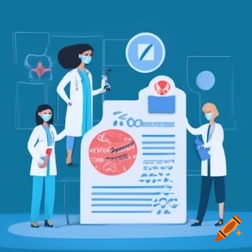 Healthcare professionals working together with a positive message