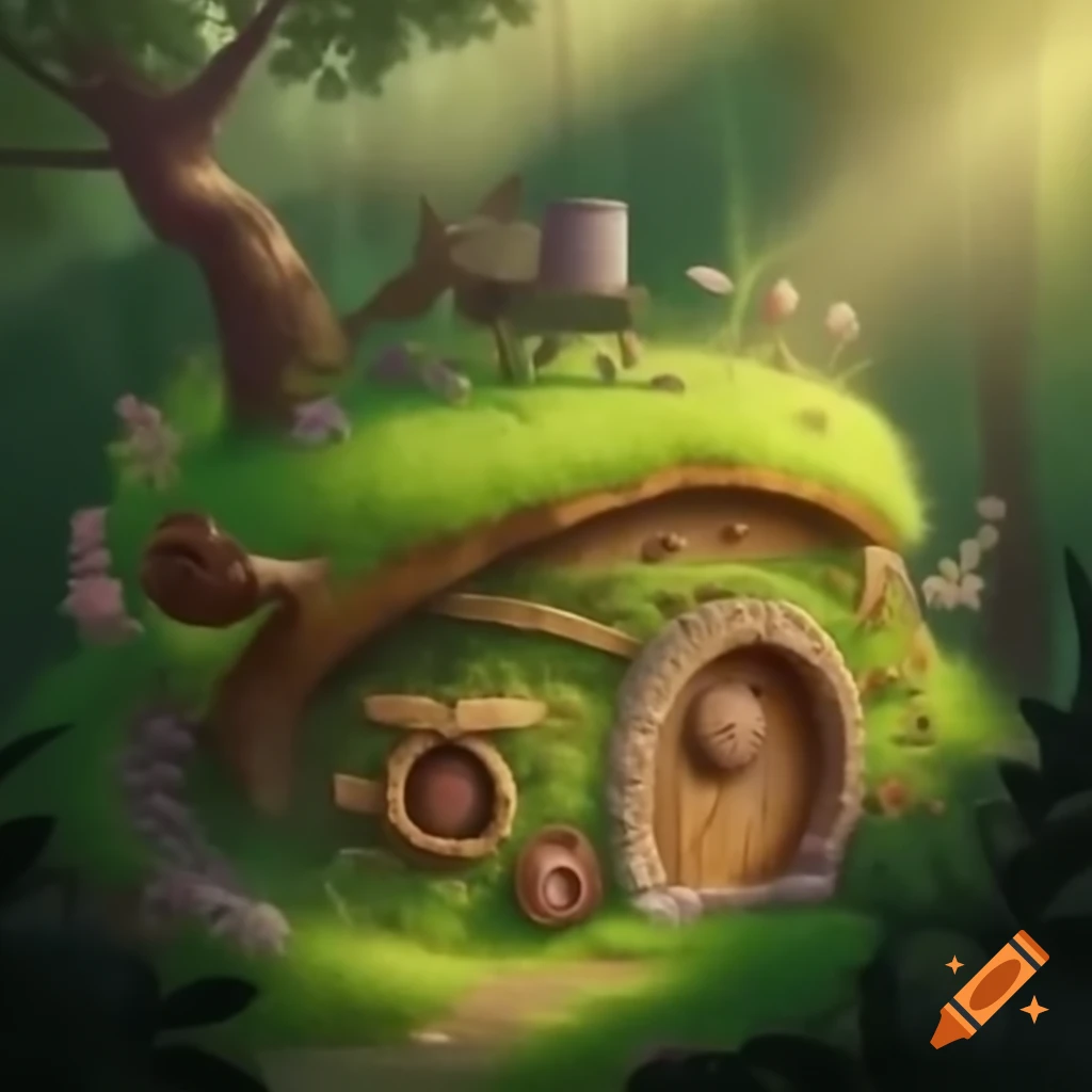 Handcrafted hobbit house in coffee can with mossy details