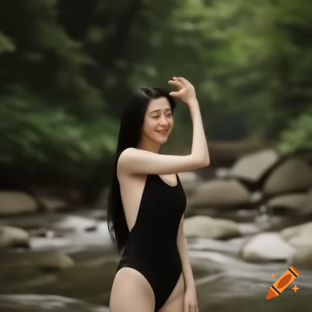 Young Chinese woman with straight black hair resembling Liu Yifei