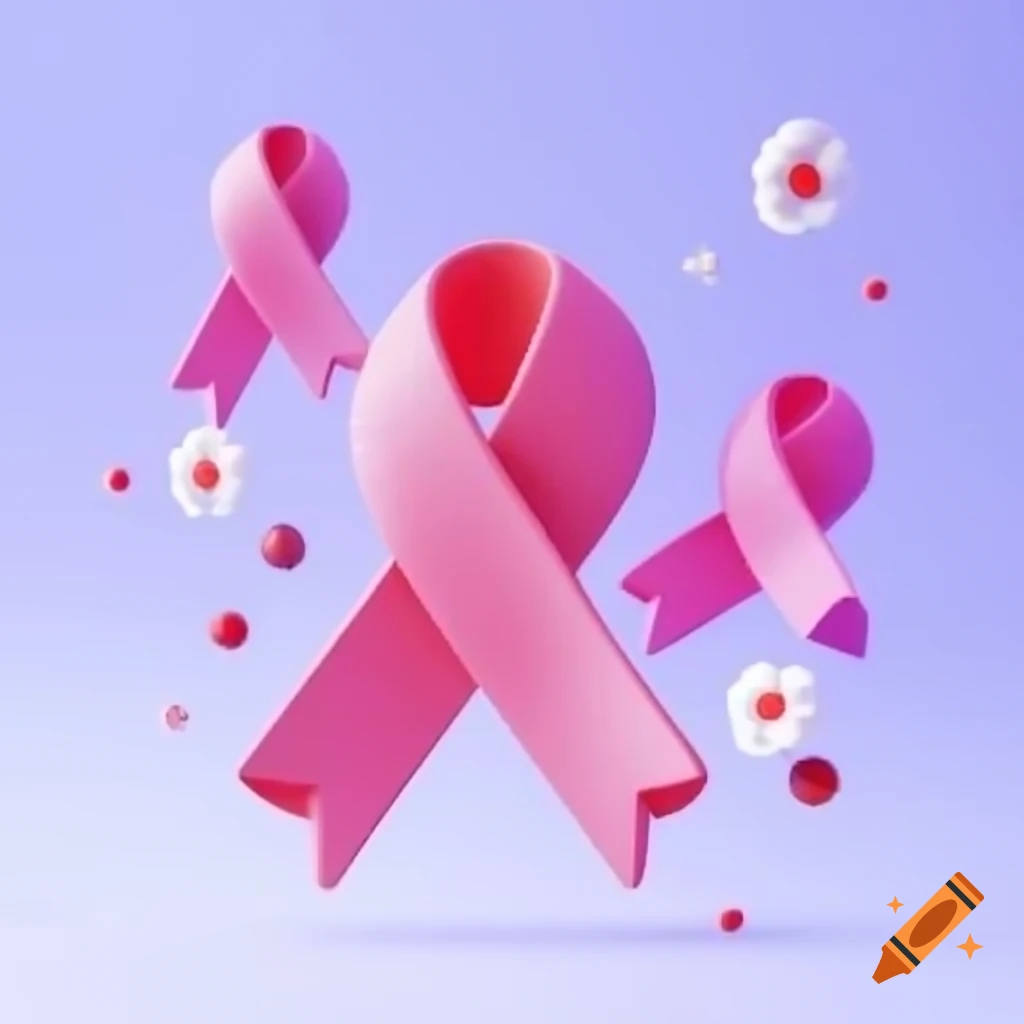 3D cartoon showcasing ribbons representing cancer awareness